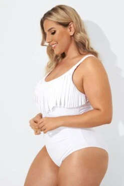White Fringe One-Piece Swimsuits For Lady -Meetcurve Shop b sfop2003074 3