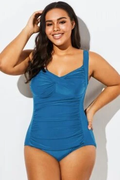 Blue Sweetheart Neckline Women One Piece Swimsuit -Meetcurve Shop b sfop2003244 33