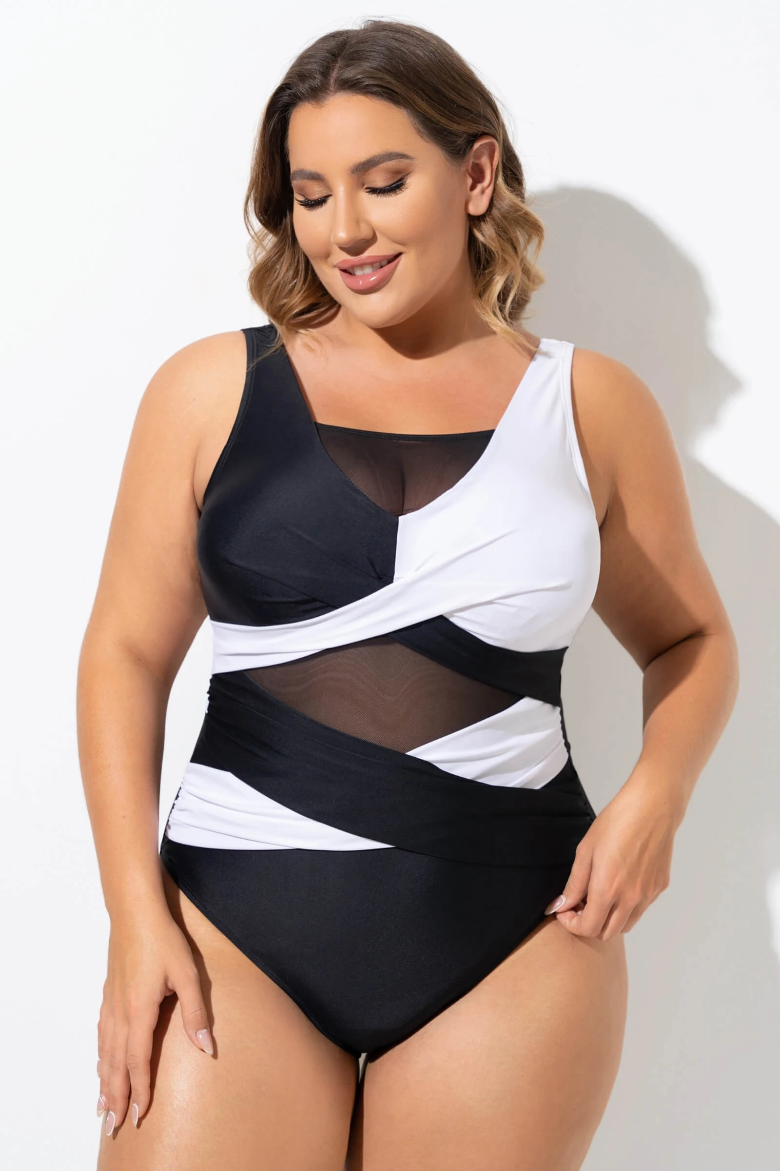 Black & White Sexy Cut Out Mesh One Piece Swimsuit 7 Black & White Sexy Cut Out Mesh One Piece Swimsuit - Image 5