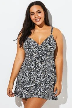 Leopardess Backless Tie Front Underwire Swimdress -Meetcurve Shop b sfsd1911002 1
