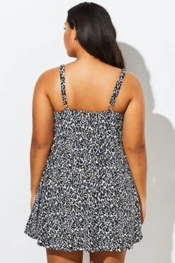 Leopardess Backless Tie Front Underwire Swimdress -Meetcurve Shop b sfsd1911002 2