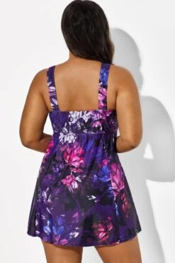 Multicolored Lotus Tie Front V-Neck Swimdress -Meetcurve Shop b sfsd1911006 3