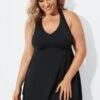Black Handkerchief Flowy Halter 2 Piece Swimdress Set -Meetcurve Shop b sfsd1911007 1