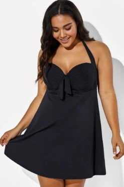 Black Bow Classic Halter Swimdress For Lady -Meetcurve Shop b sfsd1911026 3