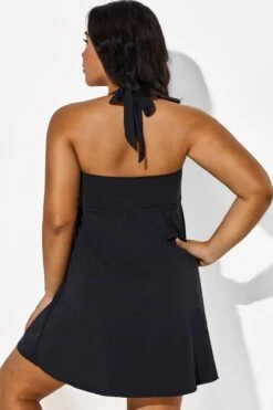 Black Bow Classic Halter Swimdress For Lady -Meetcurve Shop b sfsd1911026 5