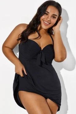 Black Bow Classic Halter Swimdress For Lady -Meetcurve Shop b sfsd1911026 6