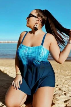 Blue Ocean Square Neckline Women Stylish Swimdress -Meetcurve Shop b sfsd1911027 7