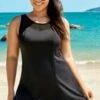 Black Elegant Women Mesh High Neck Swimdress 1 Black Elegant Women Mesh High Neck Swimdress -Meetcurve Shop b sfsd1911036 1