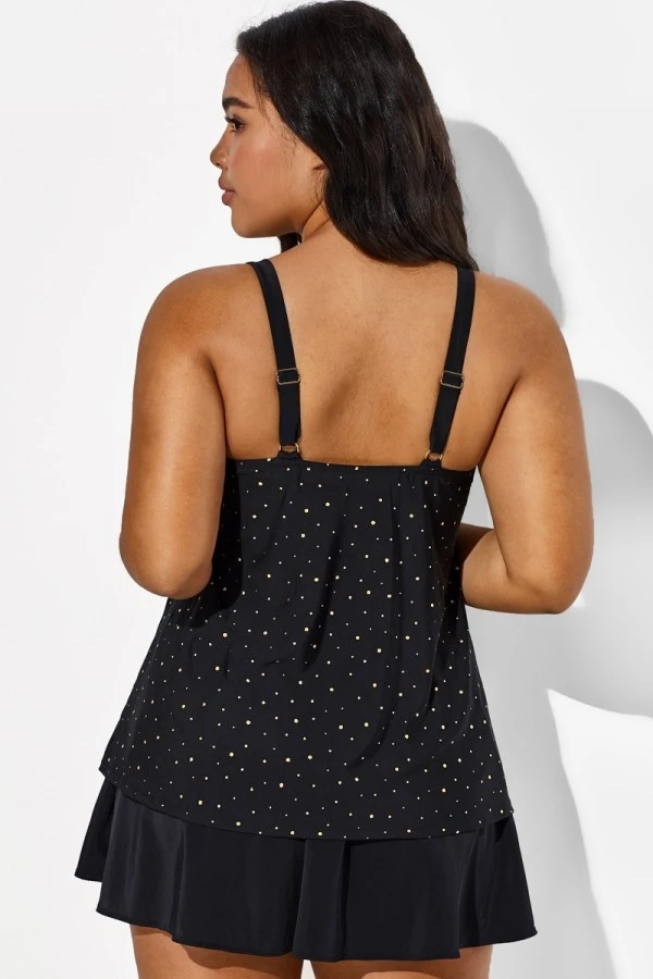 Black Square Neck Ruffle Vintage Women Swimdress 4 Black Square Neck Ruffle Vintage Women Swimdress - Image 2