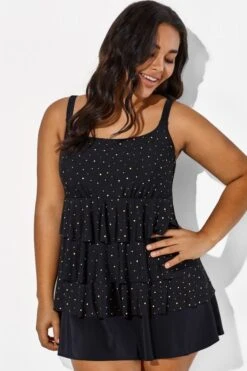 Black Square Neck Ruffle Vintage Women Swimdress 11 Black Square Neck Ruffle Vintage Women Swimdress -Meetcurve Shop b sfsd1911046 44