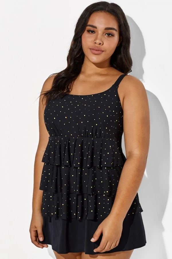 Black Square Neck Ruffle Vintage Women Swimdress 7 Black Square Neck Ruffle Vintage Women Swimdress - Image 5