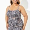 Leopard Twist Front Sweetheart Neckline Ruffle Swimdress -Meetcurve Shop b sfsd1911053 1