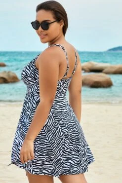 Black Twist Front Leopard Print Flyaway Swimdress 11 Black Twist Front Leopard Print Flyaway Swimdress -Meetcurve Shop b sfsd1911059 6