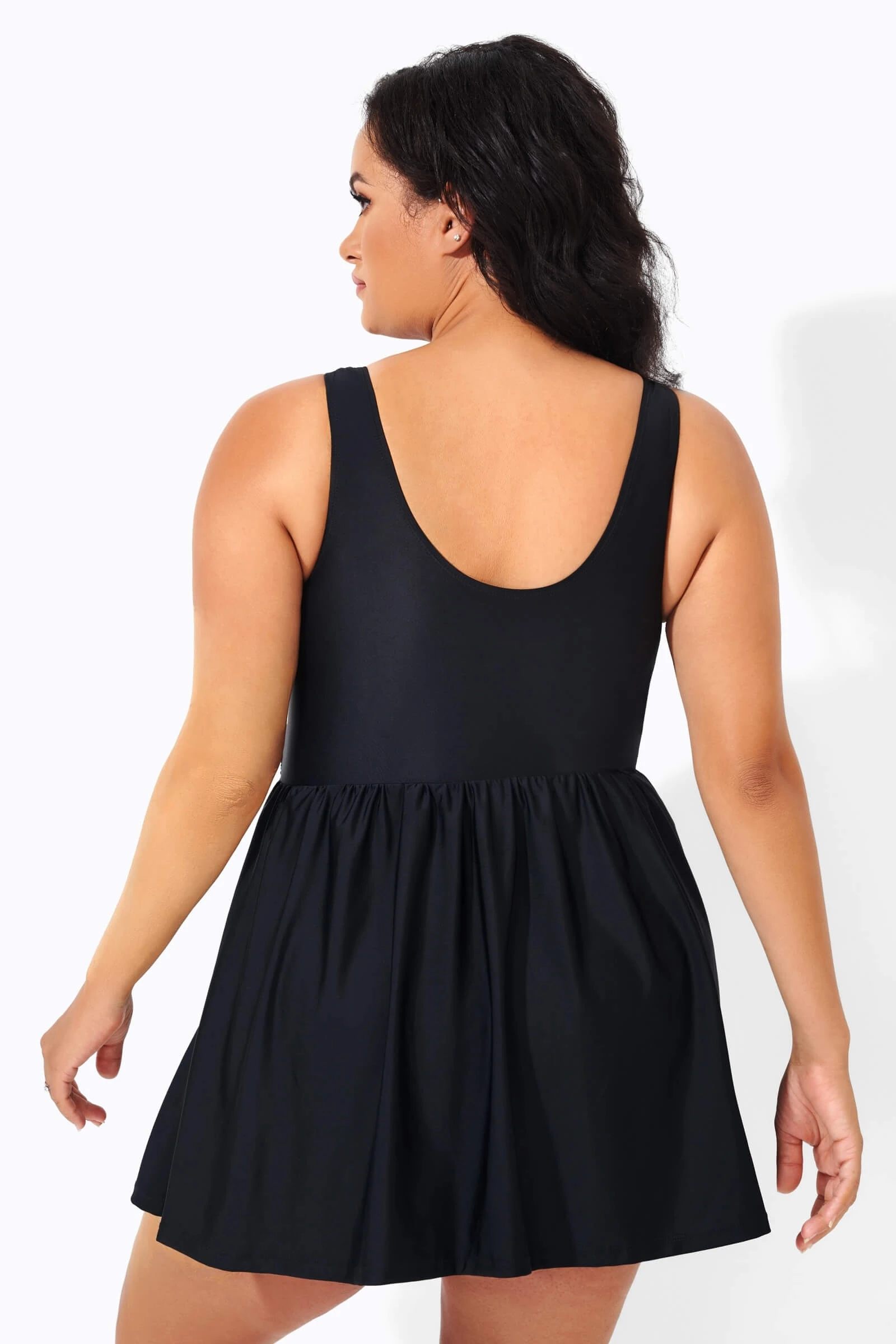 Black Classic White Dot Women Swimdress 5 Black Classic White Dot Women Swimdress - Image 3