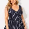Polka Dots Ruffle V-neck Classic Women Swimdress -Meetcurve Shop b sfsd2003052 1