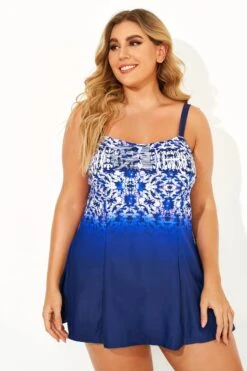 Blue Square Neckline Stylish Swimdress For Lady -Meetcurve Shop b sfsd2003067 1