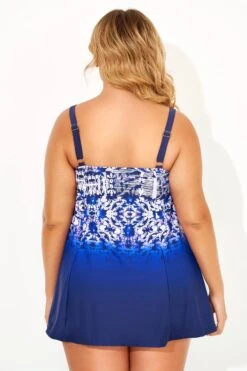 Blue Square Neckline Stylish Swimdress For Lady -Meetcurve Shop b sfsd2003067 4