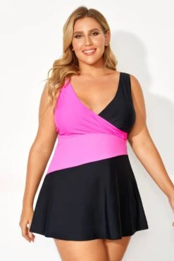 V-Neckline Criss-cross Style Women Swimdress -Meetcurve Shop b sfsd2003099 1
