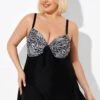Black & White Jungle Tie Front Underwire Swimdress -Meetcurve Shop b sfsd2003121 1
