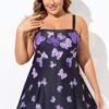 Elegant Ombre Butterfly Print Square Neck Swimdress -Meetcurve Shop b sfsd2003133 1
