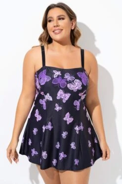 Elegant Ombre Butterfly Print Square Neck Swimdress -Meetcurve Shop b sfsd2003133 5
