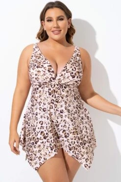 Leopard Retro Wrap Adjustable Wide Strap Swimdress -Meetcurve Shop b sfsd2003155 5