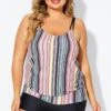 Vintage Multi Color Double Straps Tankini Top -Meetcurve Shop b sftan010008 1