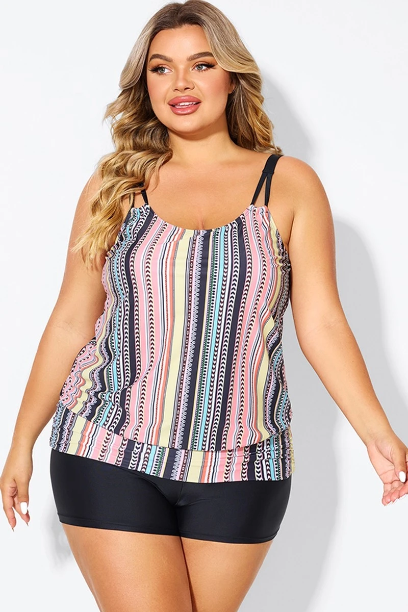 Vintage Multi Color Double Straps Tankini Top 5 Vintage Multi Color Double Straps Tankini Top - Image 3