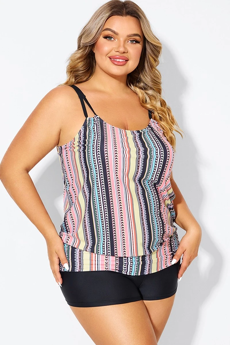 Vintage Multi Color Double Straps Tankini Top 8 Vintage Multi Color Double Straps Tankini Top - Image 6