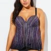 Stripe Flowy Sweetheart Neckline Underwire Tankini Set -Meetcurve Shop b sftan1911025 1
