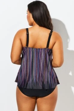Stripe Flowy Sweetheart Neckline Underwire Tankini Set -Meetcurve Shop b sftan1911025 6