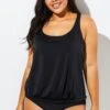 Black Racerback Tummy Control Blouson Tankini Set