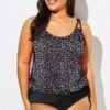 Black White Dot Loop Strap Blouson Tankini Top -Meetcurve Shop b sftan1911127 11 1