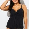 Black Faux Flyaway Flowy Twist Front Tankini Set 2 Black Faux Flyaway Flowy Twist Front Tankini Set -Meetcurve Shop b sftan1911161 1