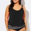 Black Scoopneck Tummy Control Tankini Top