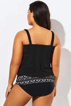 Black Scoopneck Tummy Control Tankini Top 12 Black Scoopneck Tummy Control Tankini Top -Meetcurve Shop b sftan1911188t 55