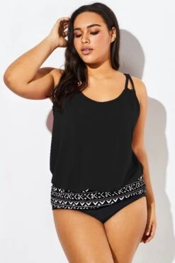 Black Scoopneck Tummy Control Tankini Top 13 Black Scoopneck Tummy Control Tankini Top -Meetcurve Shop b sftan1911188t 66