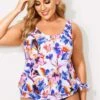 Floral Printed Side Tie Women Tankini Top 2 Floral Printed Side Tie Women Tankini Top -Meetcurve Shop b sftan2003045 1