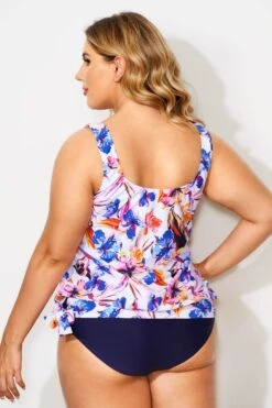 Floral Printed Side Tie Women Tankini Top -Meetcurve Shop b sftan2003045 2