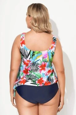Tropical Flower Printed Scoopneck Tankini Top -Meetcurve Shop b sftan2003046 2