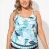 Scoopneck Leaf Print Ropes Blouson Tankini Top 2 Scoopneck Leaf Print Ropes Blouson Tankini Top -Meetcurve Shop b sftan2003050 1
