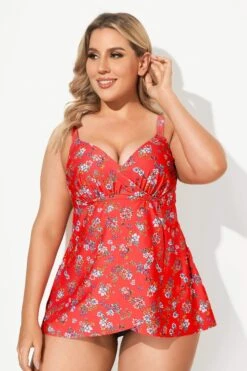 Sweetheart Neckline Floral Printed Tankini Top -Meetcurve Shop b sftan2003076 4