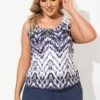 Tie Dye Zigzag Classic Lightweight Tankini Top -Meetcurve Shop b sftan2003091 1