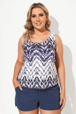 Tie Dye Zigzag Classic Lightweight Tankini Top -Meetcurve Shop b sftan2003091 4