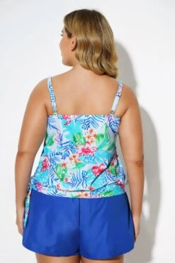 Tropical Floral Printed Elegant Tankini Top -Meetcurve Shop b sftan2003137 2