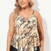 Tie Dye V-Neck Double-Tier Flowy Tankini Top -Meetcurve Shop b sftan2003161 1
