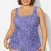 Blue Wide Straps Tie-Back White Speckle Tankini Top -Meetcurve Shop b sftan2003261 1