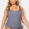 Black & White Stripe Side Tie V-Neck Tankini Top -Meetcurve Shop b sftan2003278 1