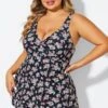Floral Print V-Neck Adjustable Straps Tankini Top 2 Floral Print V-Neck Adjustable Straps Tankini Top -Meetcurve Shop b sftan2003334 4