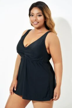 Black Sweetheart Underwire Women Tankini Top -Meetcurve Shop b sftan2003336 4